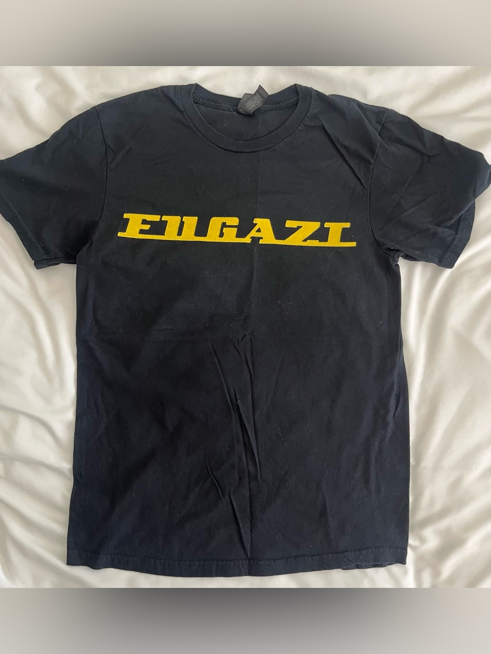 FUGAZI BAND Gildan Black Short Sleeve Tee with Yellow Logo